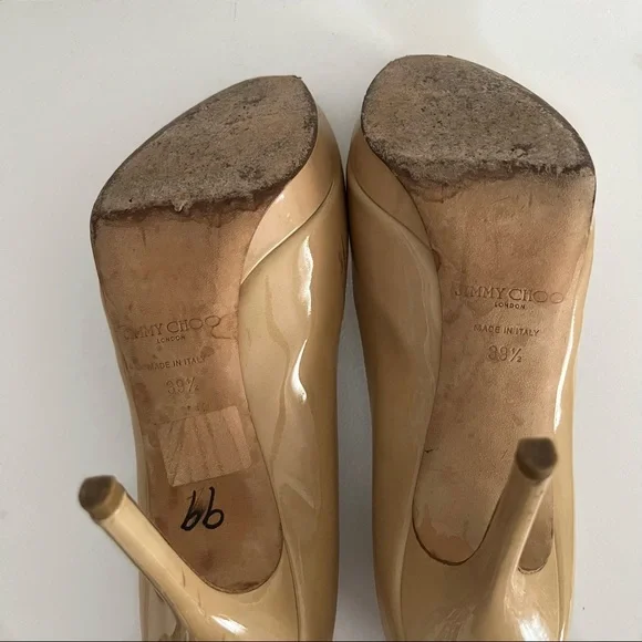 JIMMY CHOO Patent Leather Peep Toe Pump Heels - Picture 4 of 4